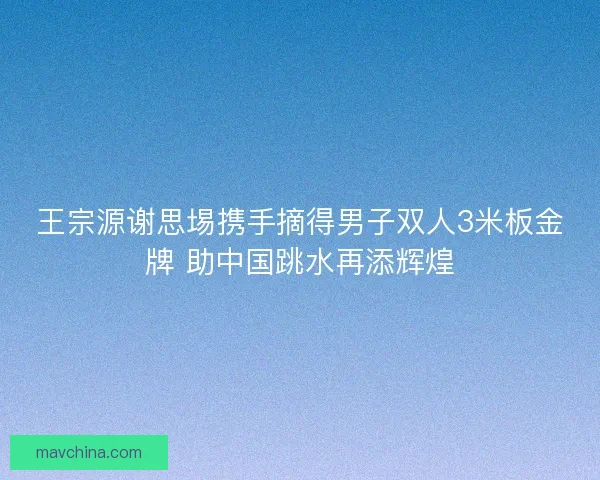 王宗源谢思埸携手摘得男子双人3米板金牌 助中国跳水再添辉煌